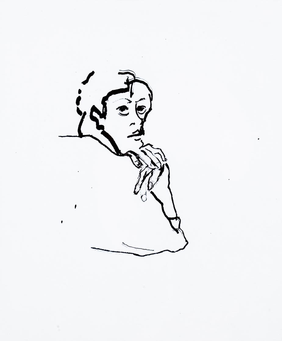 Portrait à l'encre de chine d'un homme de profil.