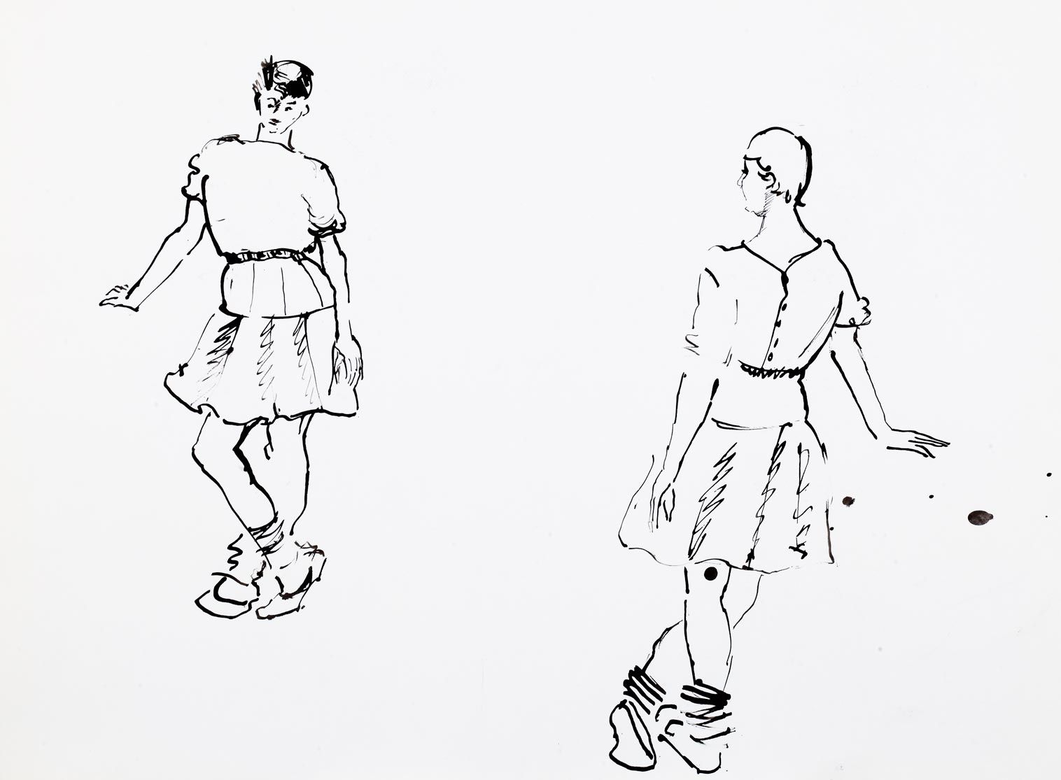 Croquis de femmes à l'encre de chine.