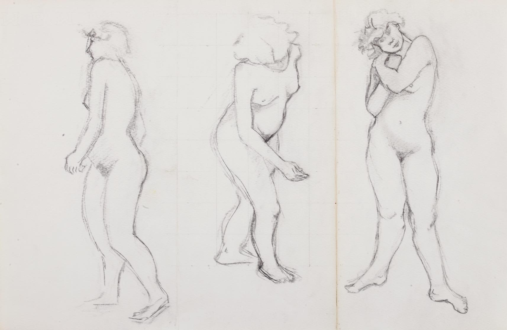 Croquis au crayon de femmes nues.